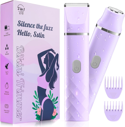 Bikini Trimmer for Women, IPX7 Waterproof, Painless Rechargeable Electric Razor
