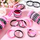 Cunno 100 Pcs Breast Cancer Awareness Pink Ribbon Bracelets Bulk Silicone Wristbands Jesus Loves You Rubber Accessories for Women Breast Cancer Awareness Gifts Supplies Party Favors