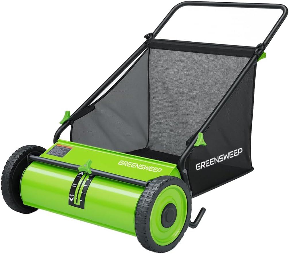 Pickup Pro XL Garden Sweeper - Manual Leaf & Grass Push Lawn Sweeper (Pickup Pro Max)