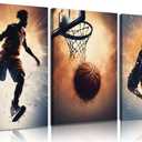 3pcs Basketball Canvas Wall Art Youth Basketball Room Wall Decor Pictures Basketball Posture Sports Posters Prints For Sports Teens Boys Man Cave Home Decor Prepare To Hang