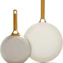 GreenPan Hard Anodized Healthy Ceramic Nonstick 8" and 10" Frying Pan Skillet Set, Gold Handle, PFAS-Free, Dishwasher Safe, Oven Safe, Taupe
