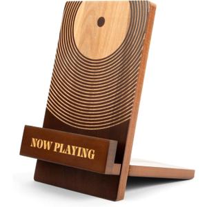 Sonny & Sloane Now Playing Vinyl Record Stand: Classic Brown Wood Record Holder - Vinyl Accessories for LP enthusiasts - Home Desk Decor for Music Lovers