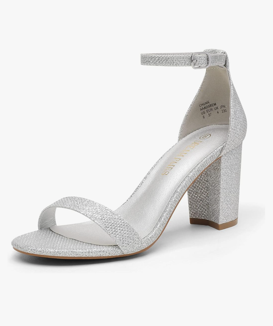 DREAM PAIRS Women's Chunk Low Heel Pump Sandals 10
