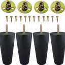 Set of 4 Wood Furniture Legs (Black, Round) (5 Inches)