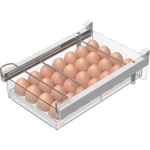 vacane Large Refrigerator Drawer with Removable 28 Grid Egg Tray, Clear Egg Drawer for Fridge Organizer Bins, Fridge Storage Container Under Shelf Holder for Fruit,Vegetable,Meat,Cheese