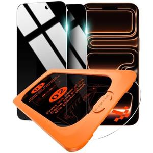 OMOTON Privacy Screen Protector for iPhone 17 Pro Max [Auto-Align Installation], Tempered Glass with 9H+ Hardness & 12FT Military Grade Shatterproof, 100% Anti-Spy, Full Coverage Protection, 1 Pack