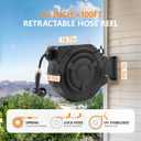 wikiwiki Retractable Garden Hose Reel 1/2 in x 100 ft, Heavy Duty Wall Mounted Hose Reel with 10- Function Sprayer Nozzle, Automatic Slow Return System/180°Swivel Bracket/UV Resistant (Black)