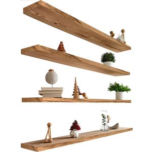 48 Inch Floating Shelves for Wall Rustic Light Wood Wall Shelves for Bedroom Set of 4