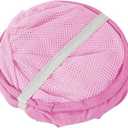 Mesh Pop Up Laundry Hamper Collapsible Laundry Basket Foldable Dirty Clothes Basket for Home, Travel, Cruise, RV (Pink)