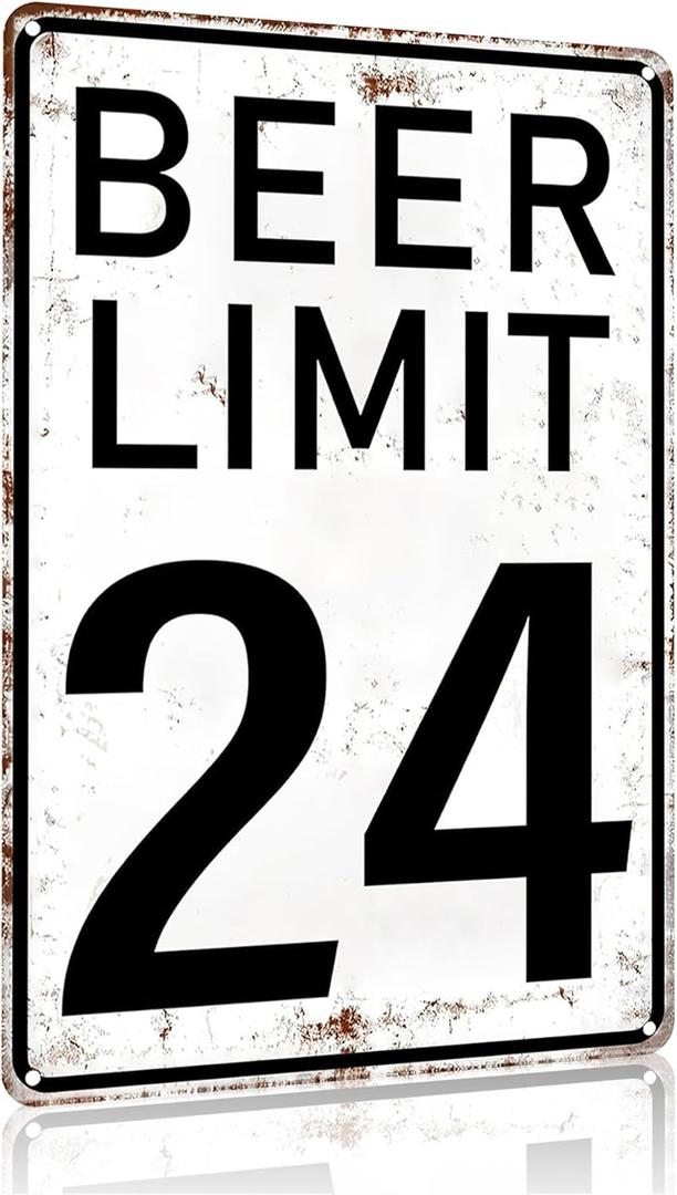 Crazysign Bar Accessories Vintage Beer Limit 24 Tin Sign for Home Bar Man Cave Garage Basement Decor 8X12 Inch (3396) (Ivory Grey)