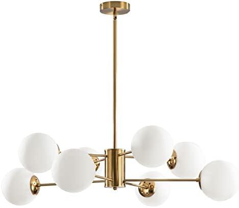 KCO Lighting 8-Light Glass Sputnik Chandelier Light Modern Gold Chandeliers Pendant Light Fixture Vintage Globe Ball Ceiling Flush Mount Light Fixture Kitchen Island