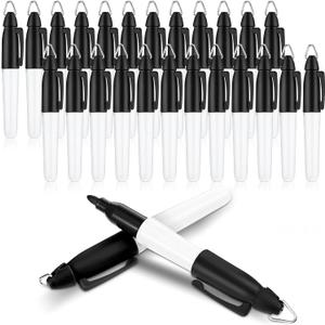 24 Pieces Mini Permanent Markers with Golf Keychain Clips for Nurses Badge Medium Point Ink Pens for Office School Nurses Supplies Outdoor Activities (Black)