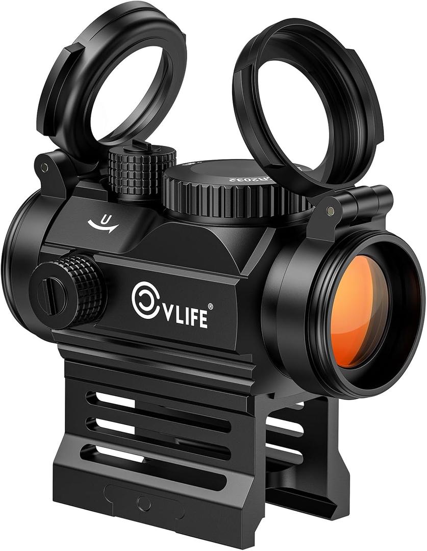 CVLIFE FoxSpook Motion Awake Red Dot Sight, 2 MOA Red Dot Scope Auto On & Off, 1x20mm Red Dot Optics with Low Profile and Lower 1/3 Co-Witness Mount, Flip Lens Covers and Anti-Reflection Device