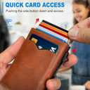 miyozi Wallet for Men, with Cash Pocket 2 ID Window 9-13 Cards, Metal Case Smart Slim Pop Up Credit Card Holder Flip with Magnetic Closure RFID Blocking Trifold wallet with Gift Box