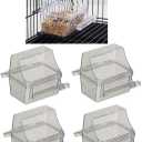 Mcage Lot of 4 Clear Transparent Bird Cage Birds Feeding & Watering Feeder Cups