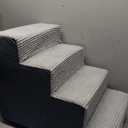 POCBLUE Dog Stairs for Bed 17.7" H, 4-Step Pet Steps for High Bed or Couch, Non-Slip Pet Ramp for Small Dogs and Cats Indoor with Washable Cover, Grey