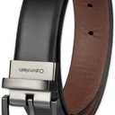 Calvin Klein Men's Reversible Leather Belt - 2in1 Versatile Modern Style (Black)