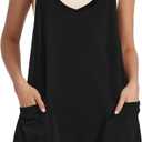 Buauty Women's Casual Rompers Summer Sleeveless Jumpsuits Loose Spaghetti Strap Shorts Trendy 2024 Overalls With Pockets (Large, Jet Black)