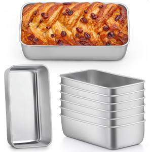 P&P CHEF Loaf Pan Set, 9 x 5 Inch Bread Pans, Stainless Steel Loaf Toast Baking Pans For Bread Meatloaf Lasagna Cake, Healthy & Non Toxic, Oven Safe& Easy Clean, (Silver, 8Pcs)