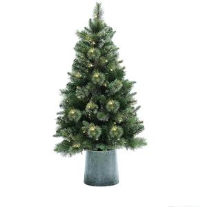 2 4Ft Pre-Lit Artificial Christmas Pine Tree with 2 Metal Pot