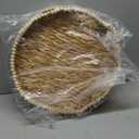 Round Wicker Tray 16'' Water Hyacinth Woven Tray with Handles Decorative Large Serving Trays for Coffee Table for Kitchen, Living Room, Bedroom Home Decor(Water Hyacinth)