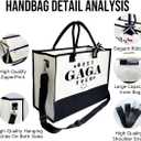 Gift for Best Gaga Ever - Canvas Beach Tote for Women With Inner Pocket & Make Up Bag - Birthday, Mother's Day, Novelty Present for Grandparents (Black)