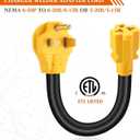 Tellegloww 6-50P to 6-20/15R or 5-20/15R Welder EV Adapter Cord Compatible with NEMA 50 Amp 3 Prong 240V to 20/15 Amp 3 Prong 240V 6-20/15R or 5-20/15R T Blade for Welder EV Charger, 12 AWG, 1FT