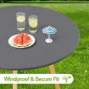 Smiry Round Spandex Tablecloth, Elastic Fitted Washable Tablecloths for 42"-50" Tables, Waterpoof Stretch Picnic Table Cover for Dining, Indoor and Outdoor, Grey