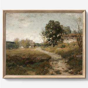 Framed Canvas Wall Art Vintage Decor, Vintage Painting Wall Art Prints, Landscape Wall Art for Living Room Decor Bedroom Home Bathroom Wall Decor (Solitude in the Countryside)