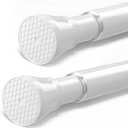 Tension Curtain Rod 30 to 64 Inch 2Pack White Adjustable Curtain Rods No Drilling Expandable Pressure Spring Tension Curtain Rod 7/8" Spring Loaded Curtain Rods For Windows Bedroom Closet Doorway Door