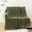 BATTILO HOME Throw Blanket for Couch, Textured Knit Throw, Olive Green Throws for Home Decor, Soft Blanket Throw for Bedroom Decor Housewarming Gifts, 50"x60"
