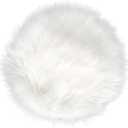 IVON 15.5 Inches White Round Faux Fur Rug, Fluffy Rug Cushion for Chair, Background for Nail Desk Photos