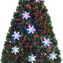 GOFLAME 4FT Pre-Lit Optical Fiber Christmas Artificial Tree with Multicolor LED Lights and Snowflakes
