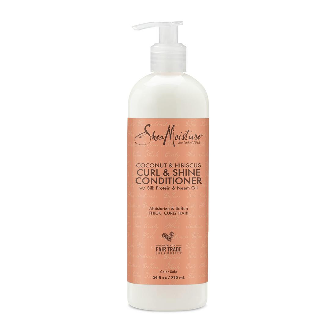 Shea Moisture Curl & Shine Conditioner Coconut & Hibiscus, for Thick, Curly Hair, to Moisturize & Soften, 24 oz