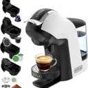 KOTLIE EM-308B Espresso Machine, Single Serve Coffee Maker Compatible with Multiple Capsule Types, Ground Coffee, and ESE Pods, 3 Temperatures, 7 Water Volume Levels, 34 OzWhite