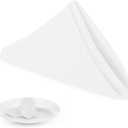 PLOYMONO White Heavy Duty Cloth Napkins - 17 x 17 Inch Solid Washable Polyester Dinner Napkins - Set of 8 Napkins with Hemmed Edges - Great for Weddings, Parties, Banquets Dinner & More
