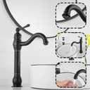 360 Swivel Single Handle One Hole Bathroom Vessel Sink Faucet Matching Pop Up Drain Without Overflow Oil Rubbed Bronze