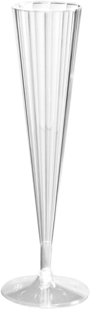 Party Essentials 50Count Deluxe/Elegance Twopiece Hard Plastic 5 oz Champagne Flutes, Clear