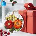 2 x Christmas Ornaments, 2.8in Ceramic Birth Flower Ornament, Xmas Decor, Christmas Tree Ornaments, Xmas Decorations for Tree, Holiday Ornament, Birth Flower Gifts, Gift Ideas, Gifts for Women - Nov