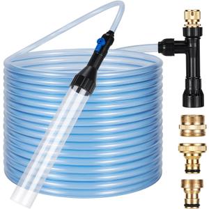 DXOPHIEX Gravel Vacuum for Aquarium Fish Tank Siphon Aquarium Water Changer with Three Metal Faucet Adapter and Long Hose 50 Feet