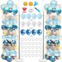 Balloon Column Stand Kit with String Lights, 2-Piece Adjustable Tower Pillar for Birthday, Wedding (Blue)
