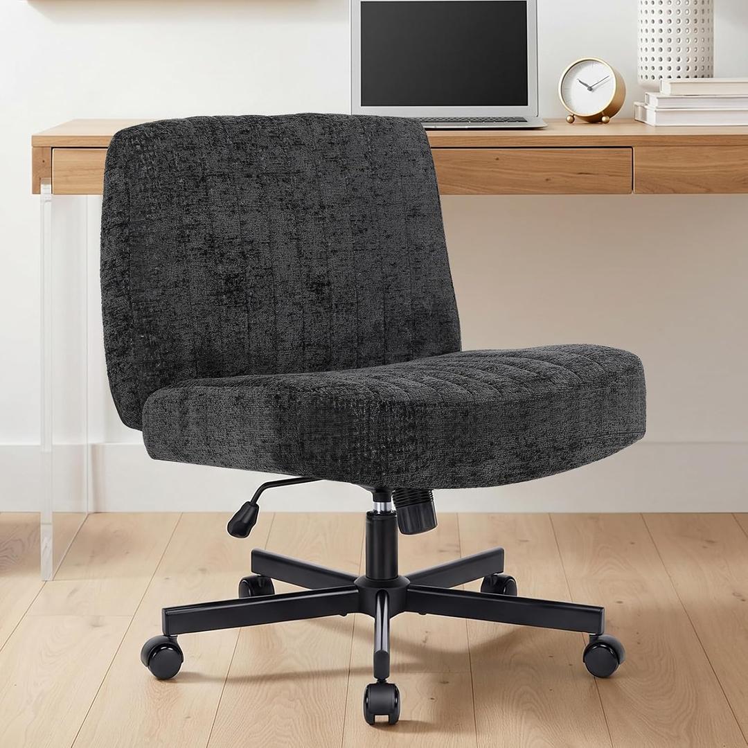 Criss Cross Chair,Thick Padded Cross Legged Office Chair,Black, X-Large
