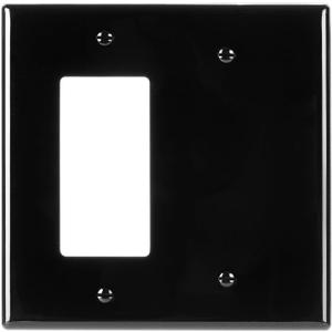 Bates- Combination Wall Plate, 4.8"x4.9", Decorator/Blank, Black, Unbreakable Polycarbonate Thermoplastic, 2 Gang Wall Plate for Electrical Outlets (1 Pack)