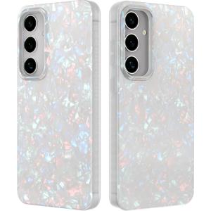 LONLI Hue - for Samsung Galaxy S24 Case - White Pearl Tort - Unique, Elegant and Aesthetic Shockproof Cover for Women, Girls and Men (2024)