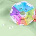 Weekly Pill Organizer 7 Day Round Pill Box Arthritis Friendly Spring Open, Leak-Proof Compartments for Vitamins, Medications & Supplements BPA-Free Travel Pill Case, Color-Coded Daily, Spill-Proof