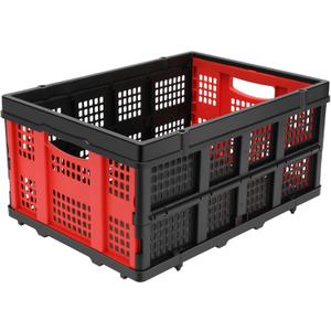 50L Collapsible Utility Crate, Hand Trucks Foldable Storage Bin Organizer