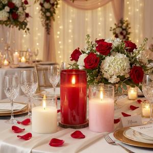 VIHOSE 3 Pack Flameless LED Pillar Candles, Real Wax Flickering Battery Operated Candles, 3"x4" 5" 6", Wedding Decorations, Table Centerpieces, Bridal Shower & Reception Decor