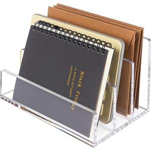 Acrylic Mail Organizer File Sorters for Desk,3-Section Laddered Desktop Vertical Letter Holder,Desk Organizer Workspace Organizer