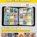 for 9 Pocket Card Binder for 900 Cards - Large Capacity Trading Card Collection Album Folder with Zipper for Women Teens Girls Golden Design for Sports Cards Game Cards