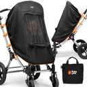 Stroller Sun Shade Cover - UPF 50+ Stroller Cover, Baby Sun Protection, Breathable Blackout Mesh Baby Sun Shade, Stroller Shade with Zip-up Window, 6+ Months (+Travel Bag)